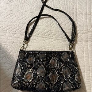 HOBO Black and Cream Snake Print Crossbody Bag